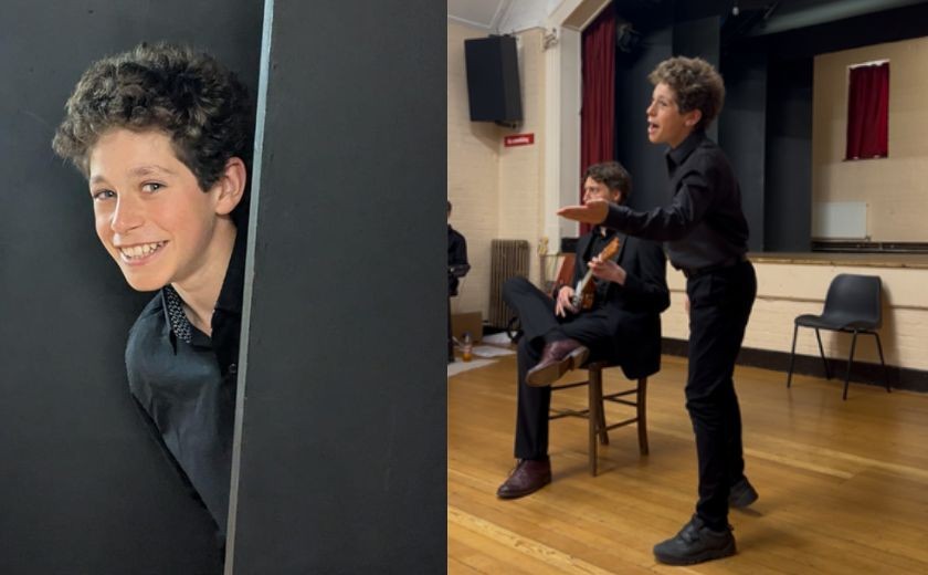 Two photos of young actor